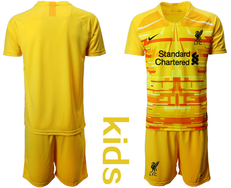 Youth 2020-2021 club Liverpool yellow goalkeeper blank Soccer Jerseys1